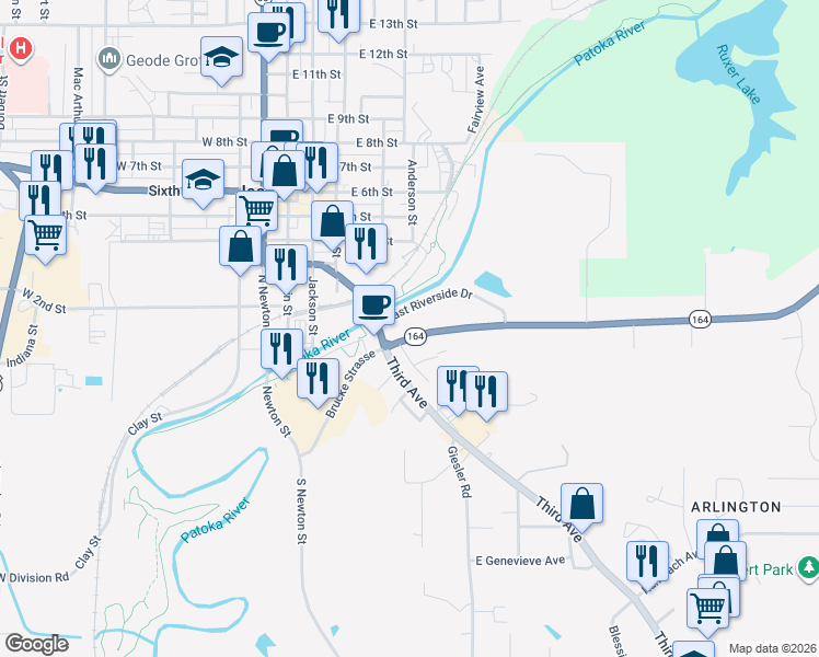 map of restaurants, bars, coffee shops, grocery stores, and more near 233 Hillside Dr in Jasper