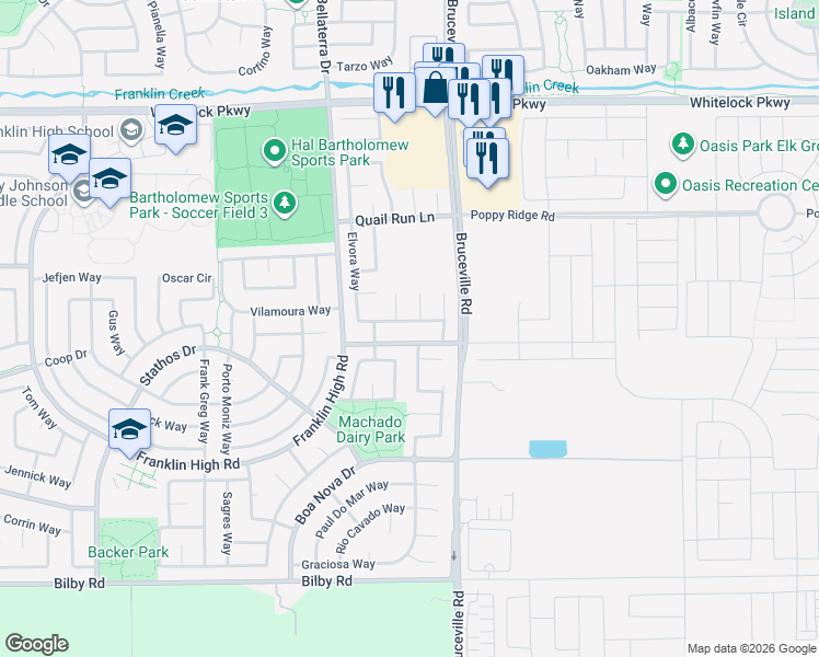 map of restaurants, bars, coffee shops, grocery stores, and more near 10200 Pedra Do Sol Way in Elk Grove