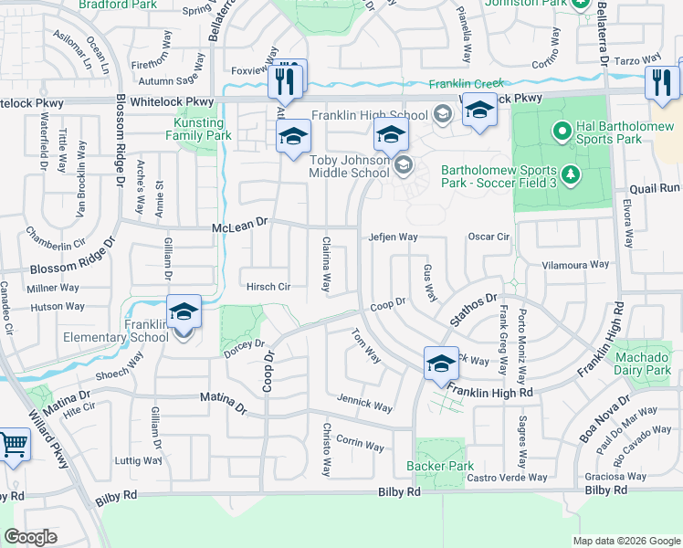 map of restaurants, bars, coffee shops, grocery stores, and more near 10129 Clairina Way in Elk Grove