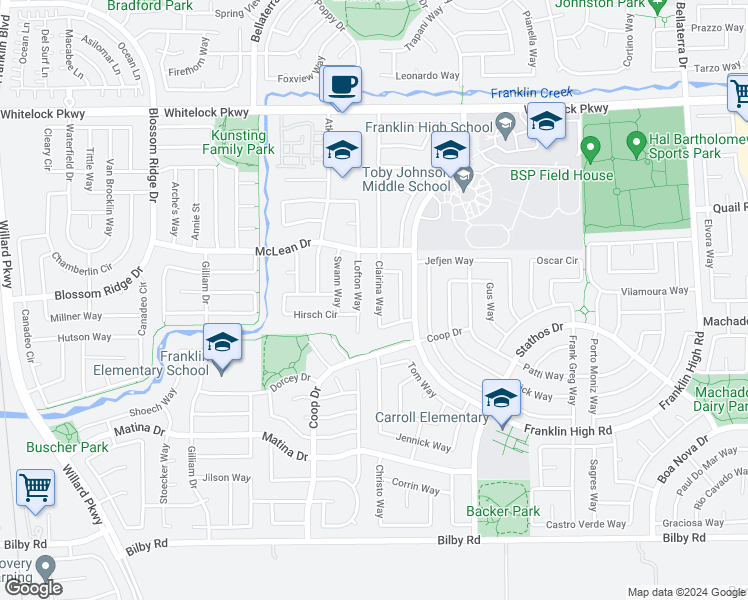 map of restaurants, bars, coffee shops, grocery stores, and more near 10142 Clairina Way in Elk Grove