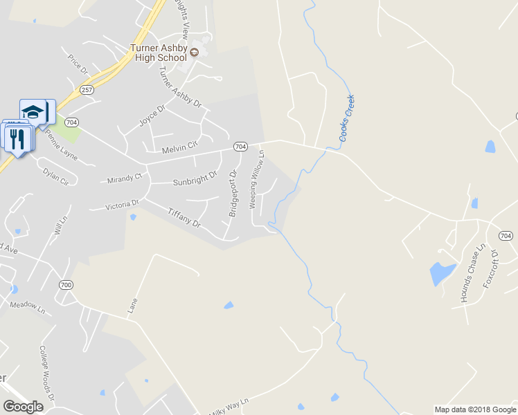 map of restaurants, bars, coffee shops, grocery stores, and more near 203 Weeping Willow Lane in Bridgewater