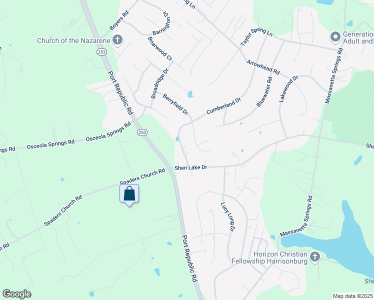 map of restaurants, bars, coffee shops, grocery stores, and more near 1846 Cumberland Drive in Harrisonburg