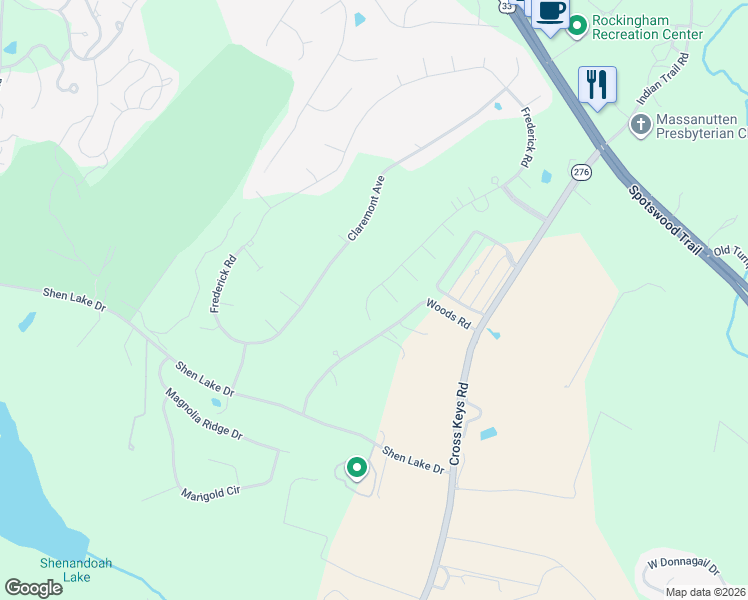 map of restaurants, bars, coffee shops, grocery stores, and more near 699 Claremont Avenue in Harrisonburg