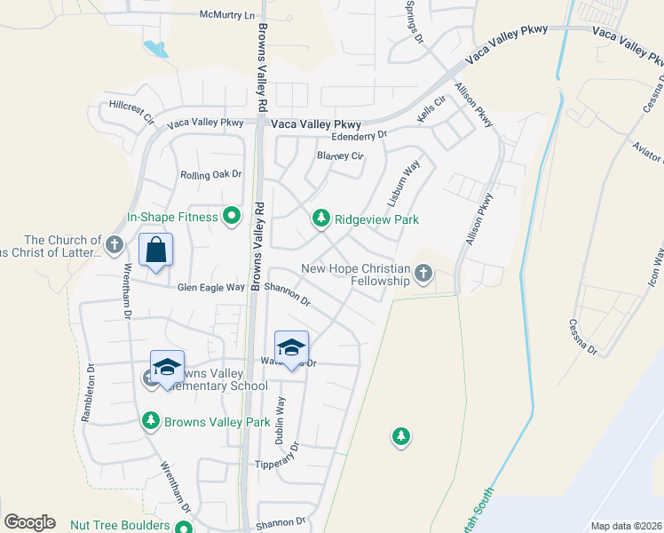 map of restaurants, bars, coffee shops, grocery stores, and more near 819 Tipperary Drive in Vacaville