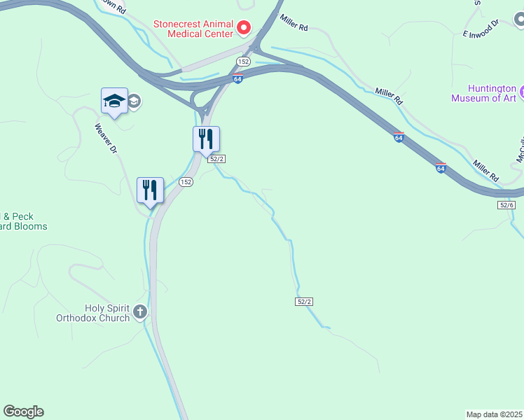 map of restaurants, bars, coffee shops, grocery stores, and more near 2153-2155 Pleasant Valley Drive in Huntington