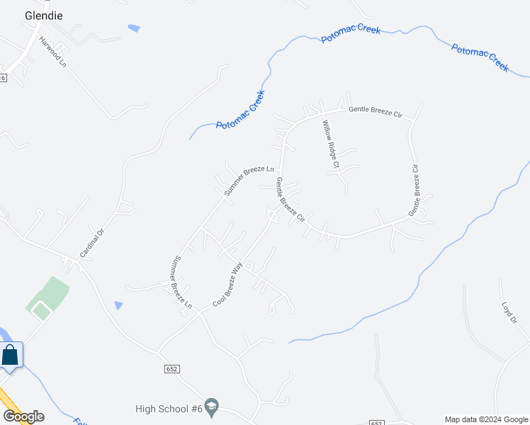 map of restaurants, bars, coffee shops, grocery stores, and more near 195 Cool Breeze Way in Fredericksburg