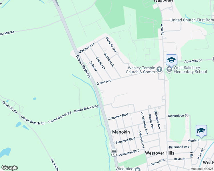 map of restaurants, bars, coffee shops, grocery stores, and more near 1018 Queen Avenue in Salisbury