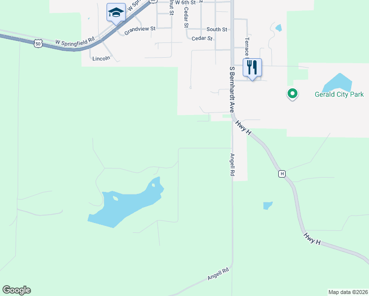 map of restaurants, bars, coffee shops, grocery stores, and more near 240 Foxboro Road in Gerald