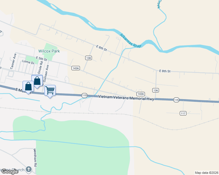 map of restaurants, bars, coffee shops, grocery stores, and more near 113 County Road 142 in Florence