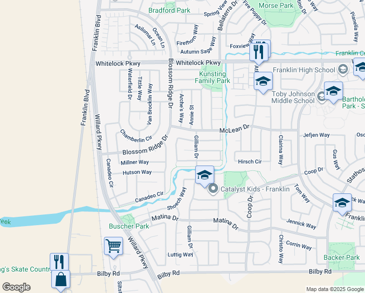 map of restaurants, bars, coffee shops, grocery stores, and more near 5101 Bengal Court in Elk Grove