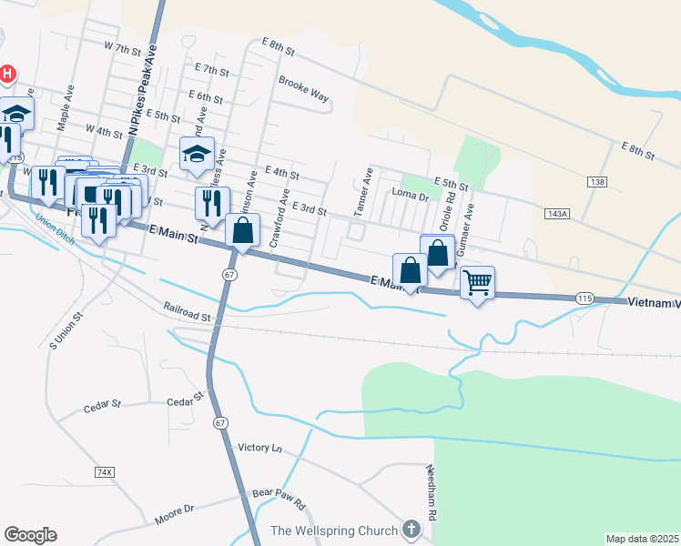 map of restaurants, bars, coffee shops, grocery stores, and more near 757-777 Vietnam Veterans Memorial Highway in Florence