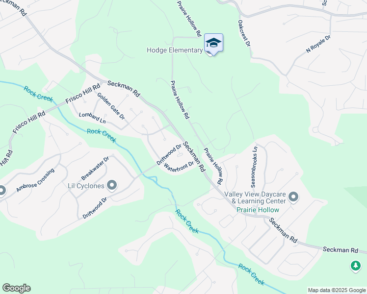 map of restaurants, bars, coffee shops, grocery stores, and more near 5200 Driftwood Drive in Imperial