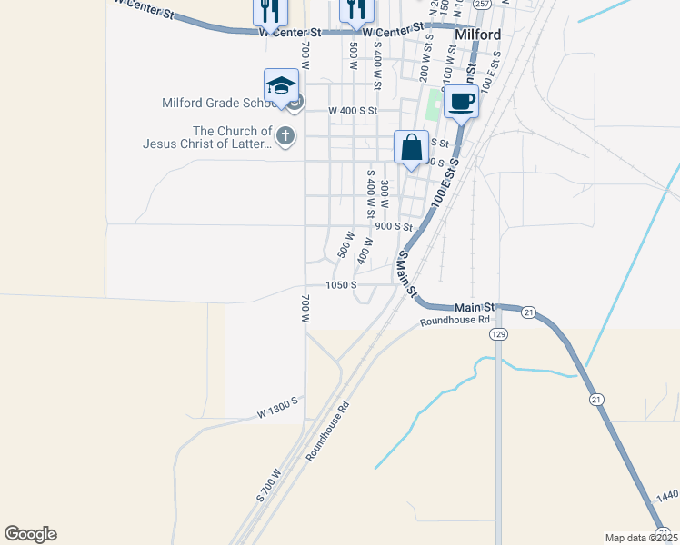 map of restaurants, bars, coffee shops, grocery stores, and more near 997 South Shauntie Street in Milford