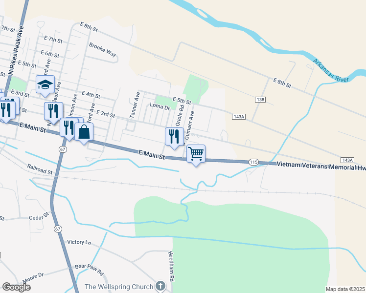 map of restaurants, bars, coffee shops, grocery stores, and more near 9 Gumaer Avenue in Florence