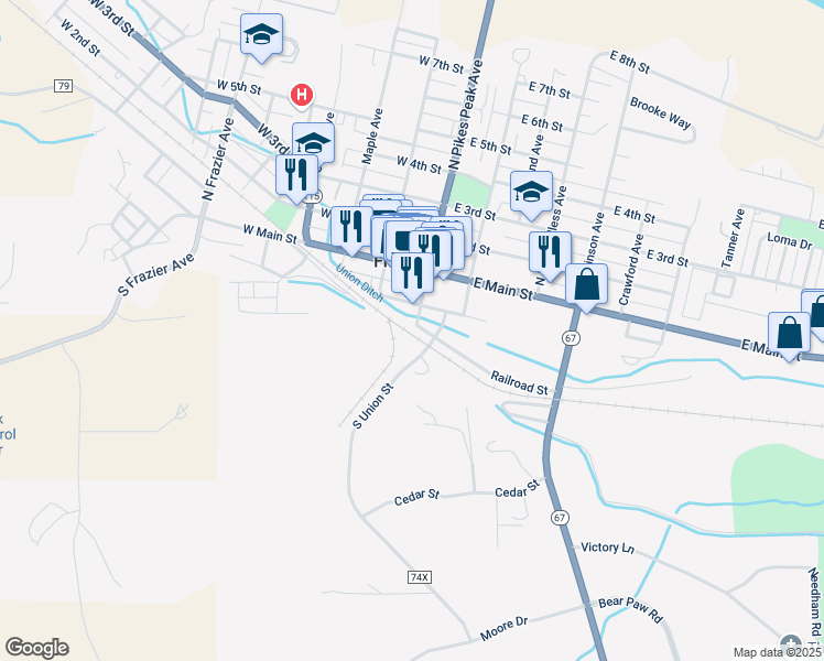 map of restaurants, bars, coffee shops, grocery stores, and more near 101 Prospect Avenue in Florence