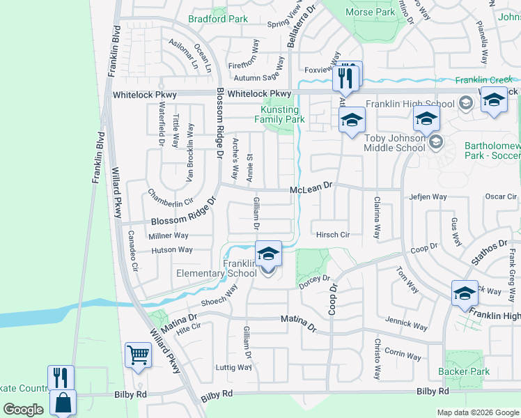 map of restaurants, bars, coffee shops, grocery stores, and more near 5201 Nectar Circle in Elk Grove