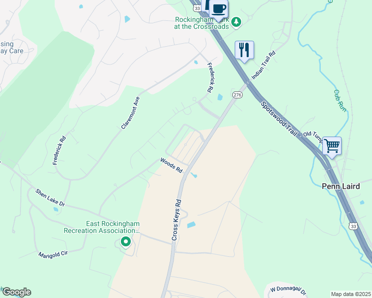 map of restaurants, bars, coffee shops, grocery stores, and more near 200 Berwick Drive in Harrisonburg