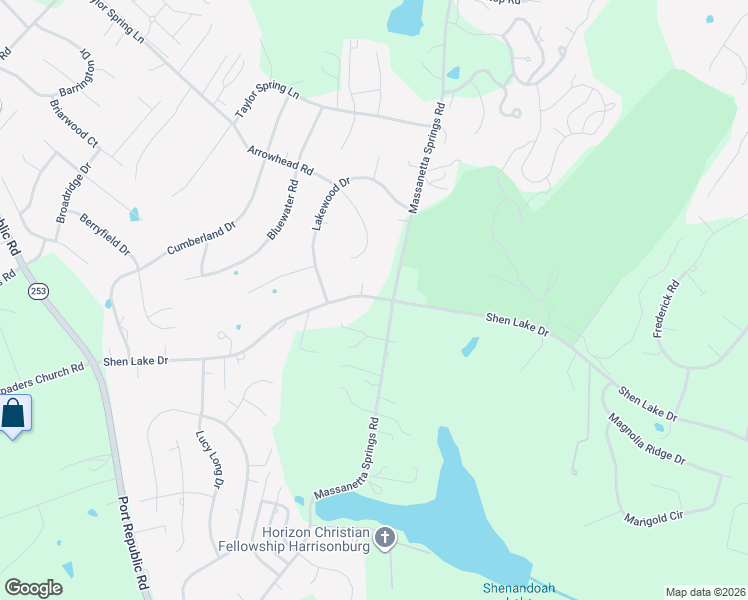 map of restaurants, bars, coffee shops, grocery stores, and more near 3664 Shen Lake Drive in Harrisonburg