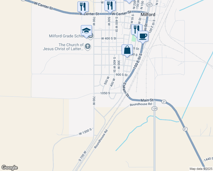 map of restaurants, bars, coffee shops, grocery stores, and more near 997 South Shauntie Street in Milford
