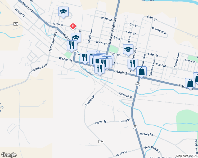 map of restaurants, bars, coffee shops, grocery stores, and more near 101 Prospect Avenue in Florence