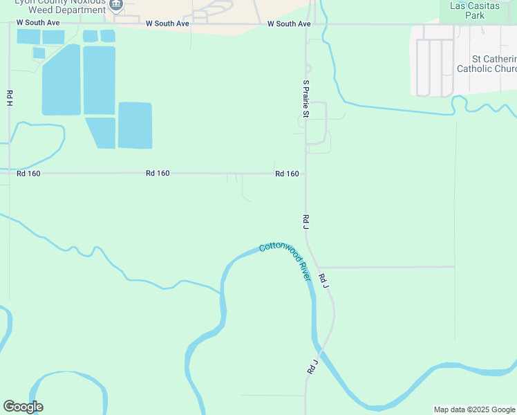 map of restaurants, bars, coffee shops, grocery stores, and more near 875 Road 160 in Emporia