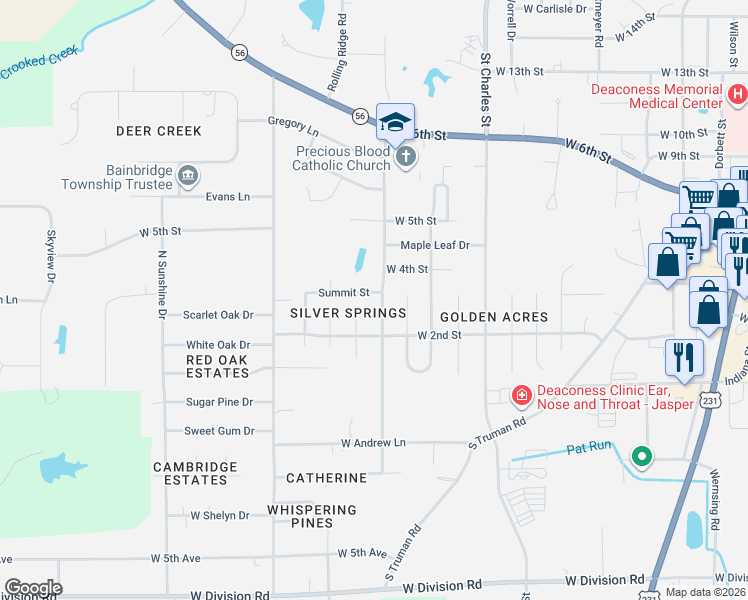 map of restaurants, bars, coffee shops, grocery stores, and more near 334-394 County Road 275 West in Jasper