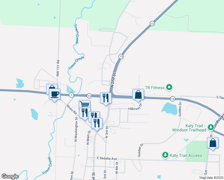 map of restaurants, bars, coffee shops, grocery stores, and more near 1662 North 2nd Street in Clinton