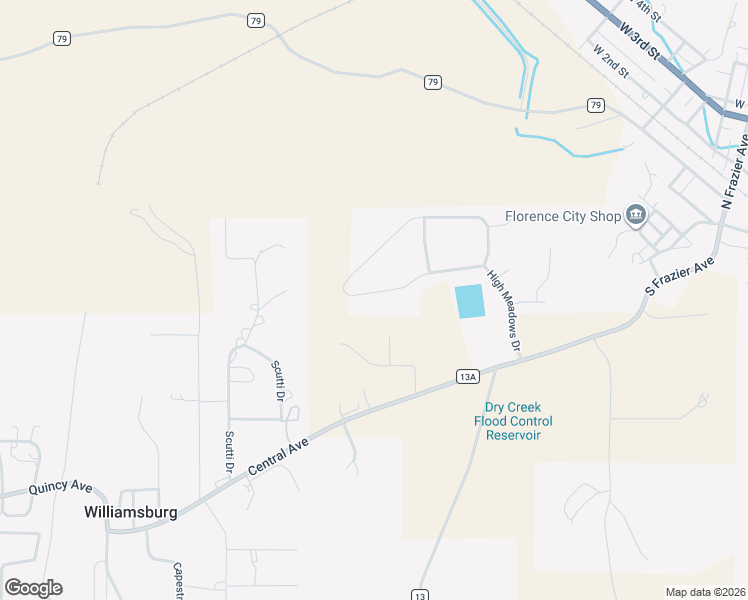 map of restaurants, bars, coffee shops, grocery stores, and more near 156 High Meadows Drive in Florence