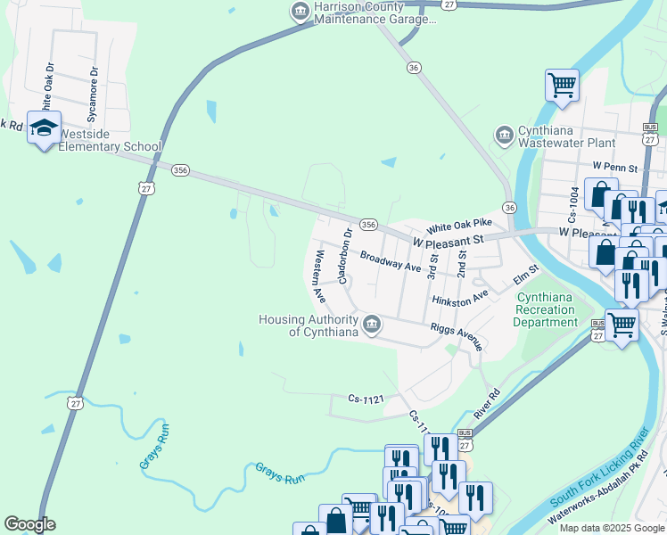 map of restaurants, bars, coffee shops, grocery stores, and more near in Cynthiana