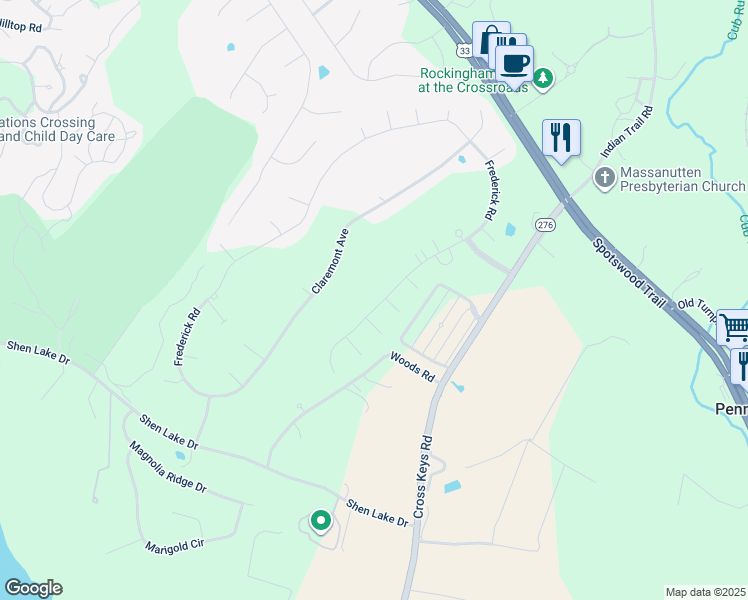 map of restaurants, bars, coffee shops, grocery stores, and more near 350 Beauford Road in Harrisonburg
