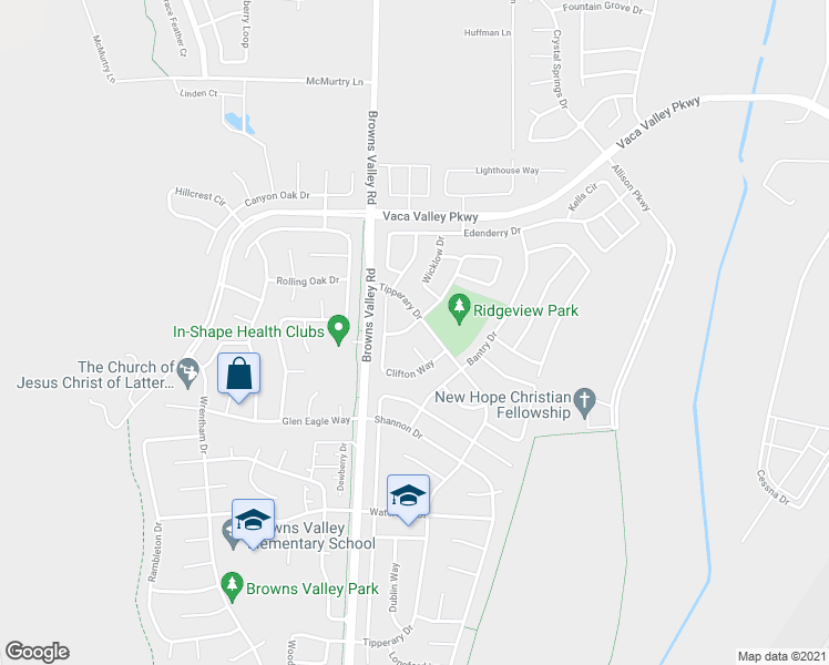 map of restaurants, bars, coffee shops, grocery stores, and more near 912 Bluewater Drive in Vacaville