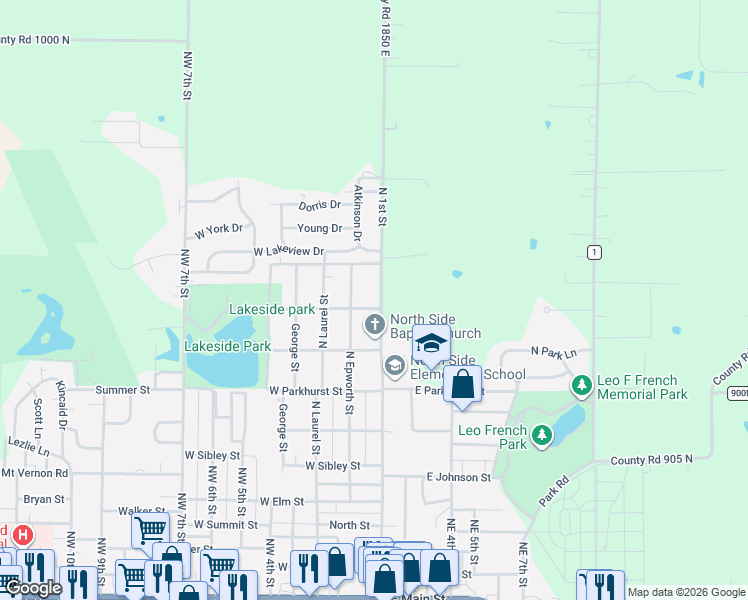map of restaurants, bars, coffee shops, grocery stores, and more near Darr Street in Fairfield