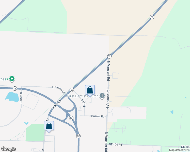 map of restaurants, bars, coffee shops, grocery stores, and more near Missouri 52 in Clinton