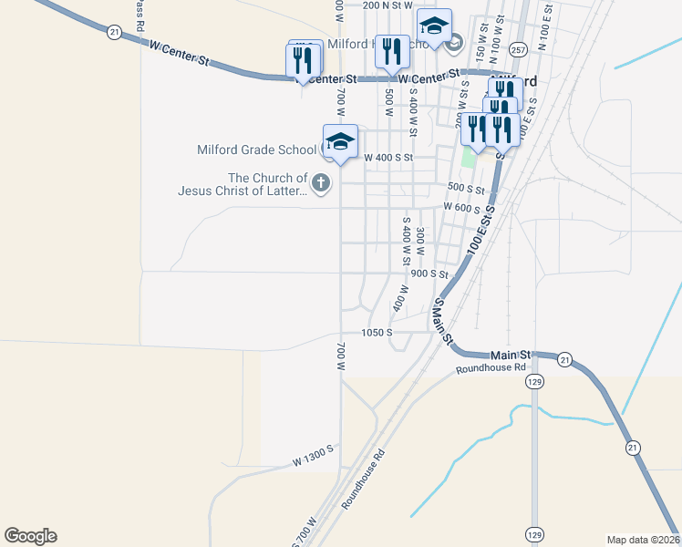 map of restaurants, bars, coffee shops, grocery stores, and more near 900 South Street in Milford