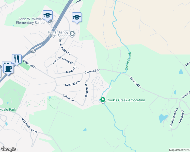 map of restaurants, bars, coffee shops, grocery stores, and more near 102 Weeping Willow Lane in Bridgewater