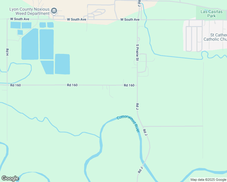 map of restaurants, bars, coffee shops, grocery stores, and more near 875 Road 160 in Emporia