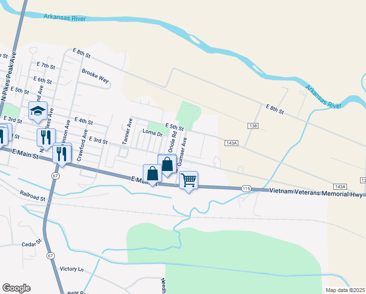 map of restaurants, bars, coffee shops, grocery stores, and more near 400 Gumaer Avenue in Florence