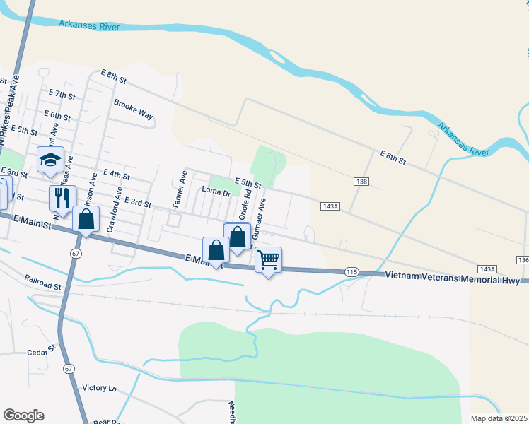 map of restaurants, bars, coffee shops, grocery stores, and more near 400 Gumaer Avenue in Florence