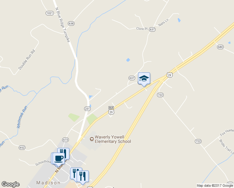 map of restaurants, bars, coffee shops, grocery stores, and more near Cedar Hill Road in Madison