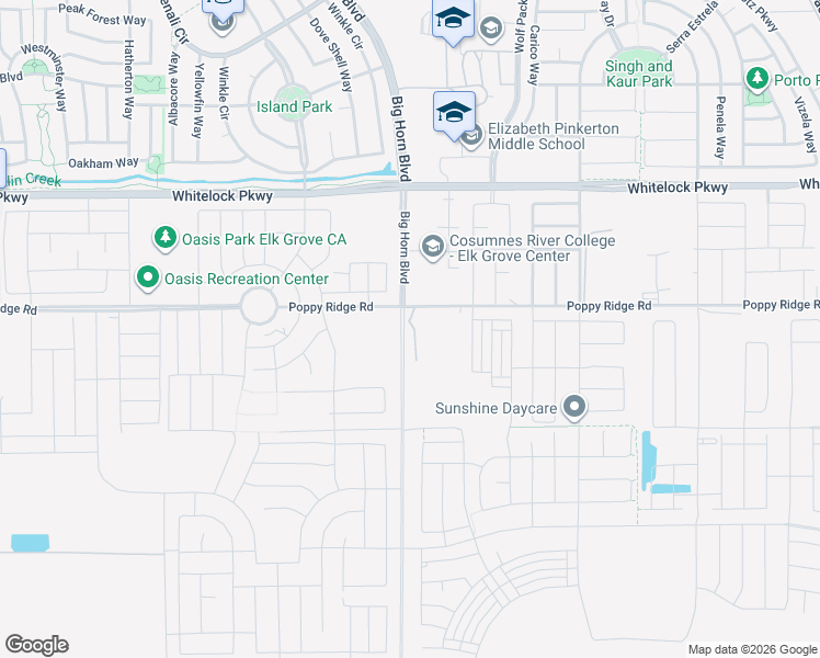 map of restaurants, bars, coffee shops, grocery stores, and more near 8310 Poppy Ridge Road in Elk Grove