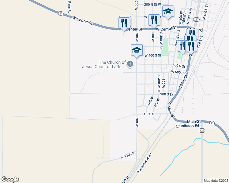 map of restaurants, bars, coffee shops, grocery stores, and more near 920 West 900 South in Milford