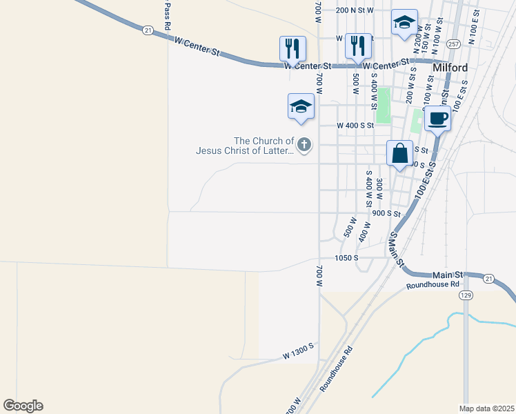 map of restaurants, bars, coffee shops, grocery stores, and more near 920 West 900 South in Milford
