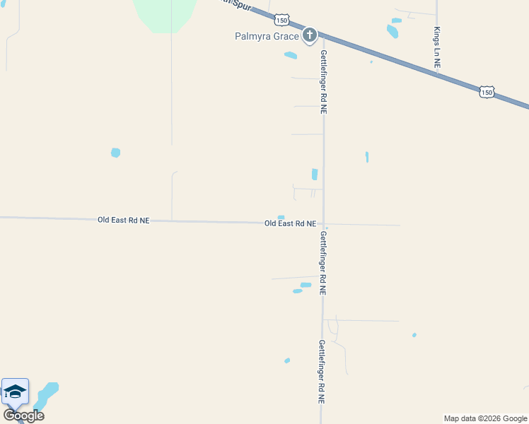 map of restaurants, bars, coffee shops, grocery stores, and more near 1183-2499 Old East Rd NE in Palmyra