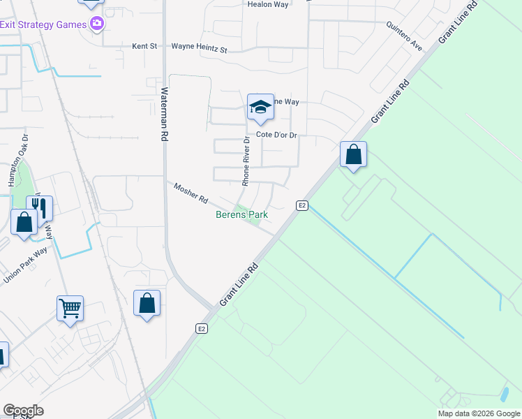 map of restaurants, bars, coffee shops, grocery stores, and more near 9440 Pinot Blanc Court in Elk Grove