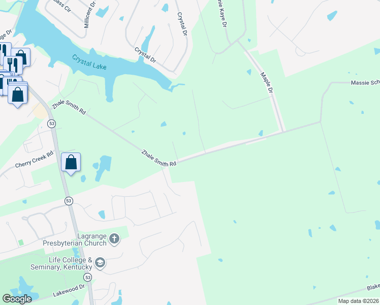 map of restaurants, bars, coffee shops, grocery stores, and more near 2303 Zhale Smith Road in La Grange