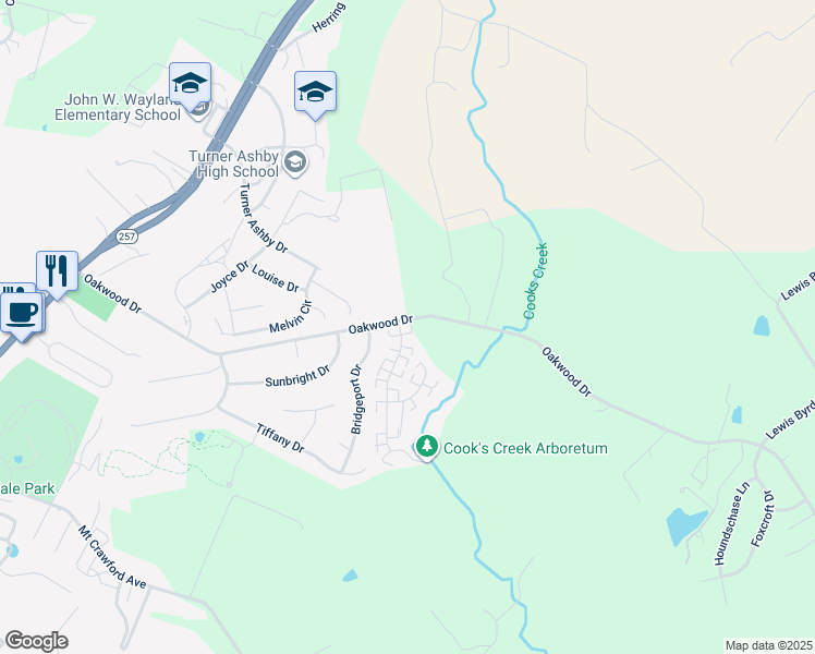map of restaurants, bars, coffee shops, grocery stores, and more near 101 Weeping Willow Lane in Bridgewater