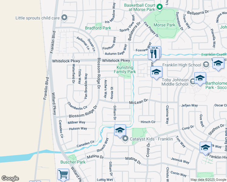 map of restaurants, bars, coffee shops, grocery stores, and more near 10117 Annie Street in Elk Grove
