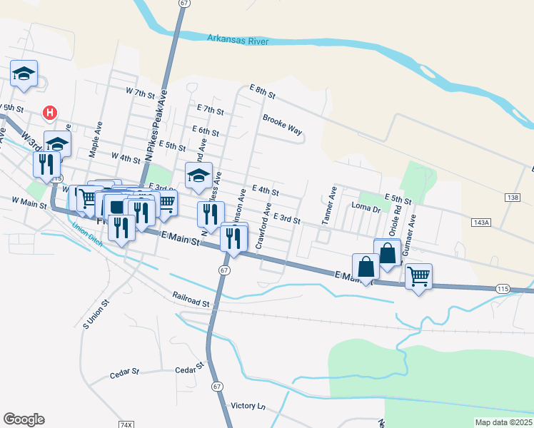 map of restaurants, bars, coffee shops, grocery stores, and more near 300 Crawford Avenue in Florence