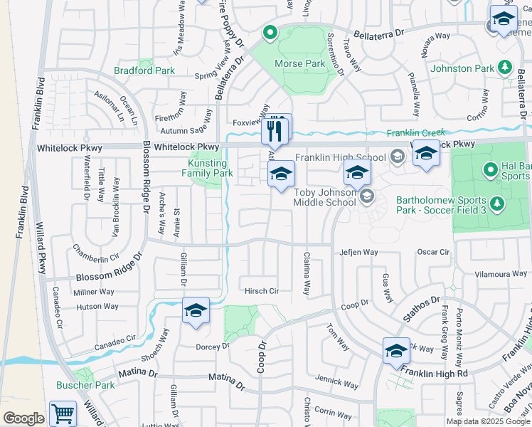 map of restaurants, bars, coffee shops, grocery stores, and more near 5212 Namath Circle in Elk Grove