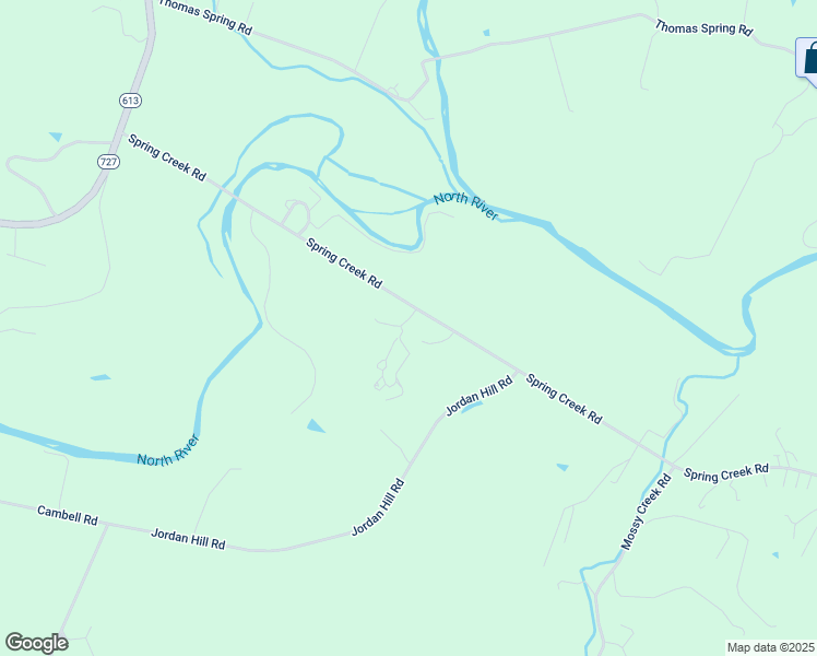 map of restaurants, bars, coffee shops, grocery stores, and more near 5719 Spring Creek Road in Bridgewater